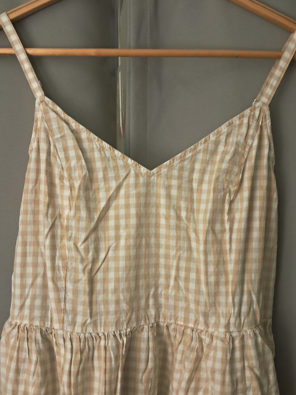Old Navy Beige and White Gingham Sundress